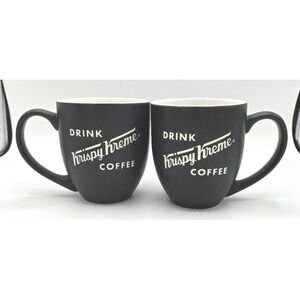 Vintage Krispy Kreme Coffee Mug Set – Matte Black & White – Set of 2